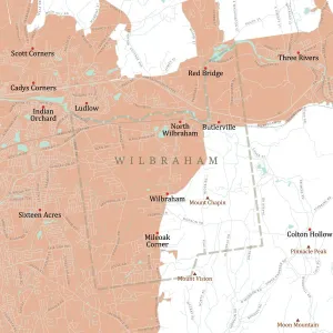 Vector Cartography Design Drucke: MA Hampden Wilbraham Vector Road Map