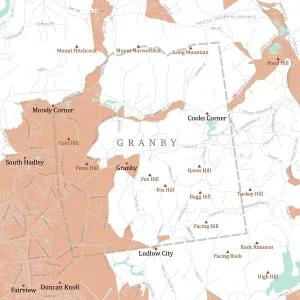 Digital Cartography Design Drucke: MA Hampshire Granby Vector Road Map