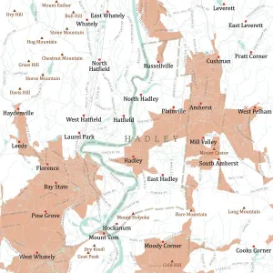 Digital City Maps USA Drucke: MA Hampshire Hadley Vector Road Map