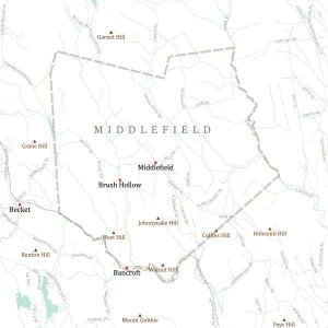 Physical Geography Maps USA Drucke: MA Hampshire Middlefield Vector Road Map