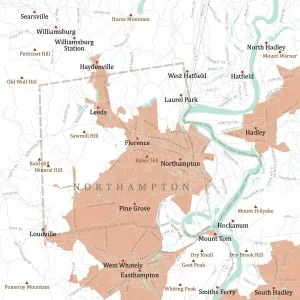 Digital City Maps USA Drucke: MA Hampshire Northampton Vector Road Map
