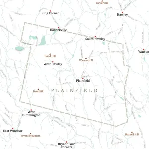 Massachusetts County Map Drucke: MA Hampshire Plainfield Vector Road Map