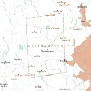 Vector City Maps USA Drucke: MA Hampshire Westhampton Vector Road Map