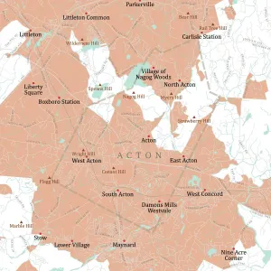 Digital City Maps USA Drucke: MA Middlesex Acton Vector Road Map