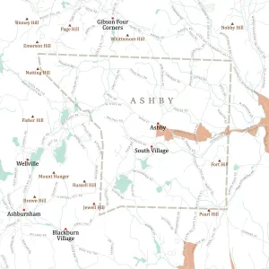 Massachusetts County Map Drucke: MA Middlesex Ashby Vector Road Map
