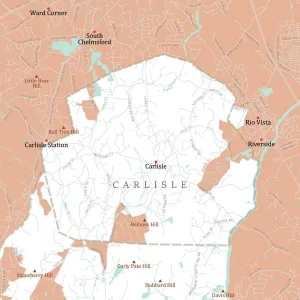 Massachusetts County Map Drucke: MA Middlesex Carlisle Vector Road Map