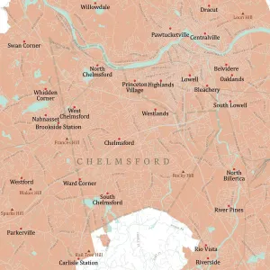 Massachusetts Vector Map Drucke: MA Middlesex Chelmsford Vector Road Map