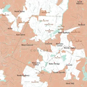 Digital City Maps USA Drucke: MA Middlesex Concord Vector Road Map