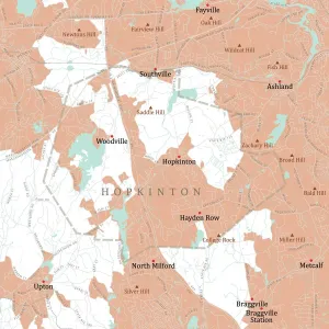 Digital City Maps USA Drucke: MA Middlesex Hopkinton Vector Road Map