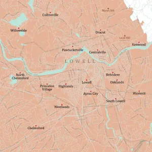 Middlesex-Lowell-Vector-Road-Karte