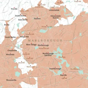 Physical Geography Maps Online Drucke: MA Middlesex Marlborough Vector Road Map