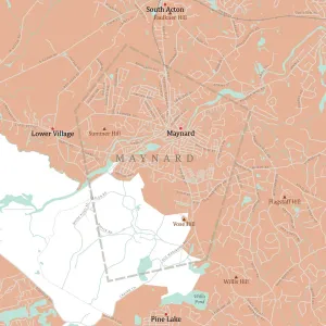 Massachusetts Vector Map Drucke: MA Middlesex Maynard Vector Road Map