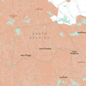Vector City Maps USA Drucke: MA Middlesex North Reading Vector Road Map