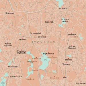 Middlesex, Steinham Vektorstraße Landkarte