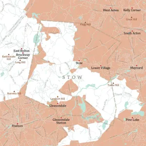 Massachusetts County Map Drucke: MA Middlesex Stow Vector Road Map