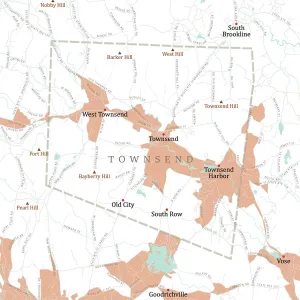 Massachusetts County Map Drucke: MA Middlesex Townsend Vector Road Map