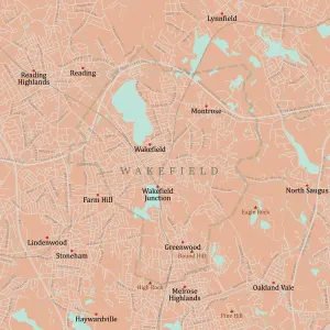 Ma Mittelstadt Wakefield Vektor Straßenkarte