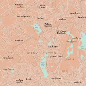 Massachusetts Vector Map Drucke: MA Middlesex Winchester Vector Road Map