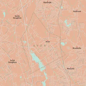 Massachusetts County Map Drucke: MA Norfolk Avon Vector Road Map