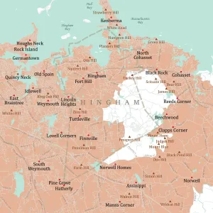 Digital City Maps USA Drucke: MA Plymouth Hingham Vector Road Map