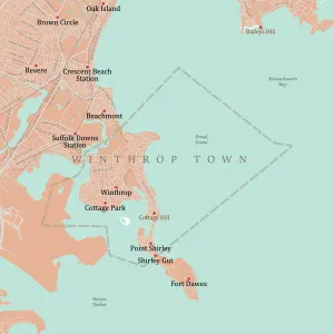 Massachusetts Vector Map Drucke: MA Suffolk Winthrop Town Vector Road Map