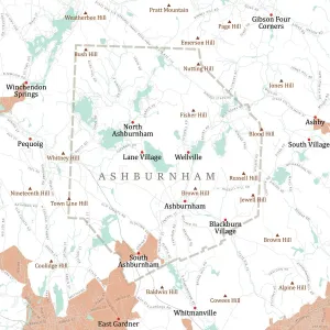Worcester Ashburnham Vector Straßenkarte