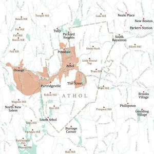 Digital City Maps USA Drucke: MA Worcester Athol Vector Road Map