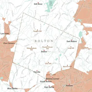 Digital City Maps USA Drucke: MA Worcester Bolton Vector Road Map