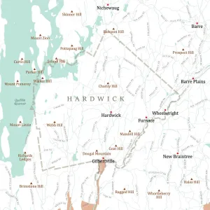 Digital City Maps USA Drucke: MA Worcester Hardwick Vector Road Map