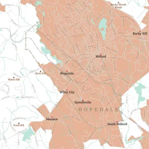 Massachusetts Vector Map Drucke: MA Worcester Hopedale Vector Road Map