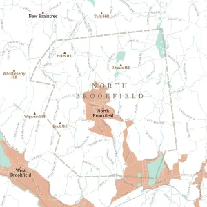 Massachusetts Vector Map Drucke: MA Worcester North Brookfield Vector Road Map