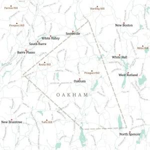 Digital Cartography Design Drucke: MA Worcester Oakham Vector Road Map