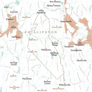 Digital City Maps USA Drucke: MA Worcester Phillipston Vector Road Map