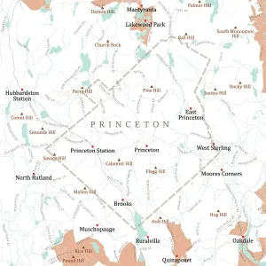 Massachusetts Vector Map Drucke: MA Worcester Princeton Vector Road Map