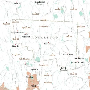 MA Worcester Royalston Vector Straßenkarte