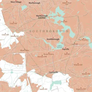 Vector City Maps USA Drucke: MA Worcester Southborough Vector Road Map