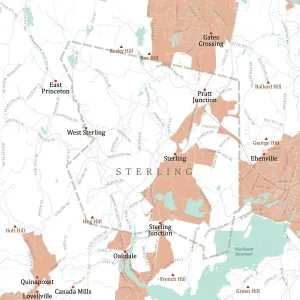 Digital Cartography Design Drucke: MA Worcester Sterling Vector Road Map