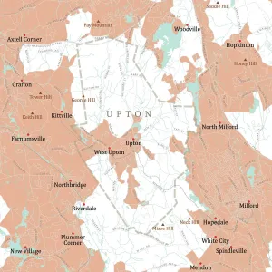 Vector City Maps USA Drucke: MA Worcester Upton Vector Road Map