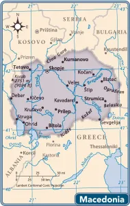 Nordmazedonien Drucke: Bulgarien Karte der Republik Mazedonien