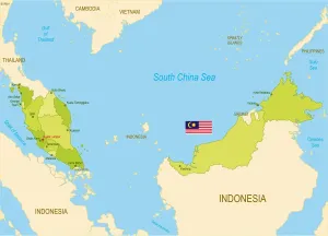 Malaysia auf einer Karte