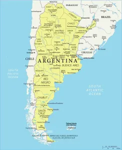 Drucke von Karte von Argentinien - Vektorillustration Südamerikanische Kunstdrucke: Karte von Argentinien - Vektor