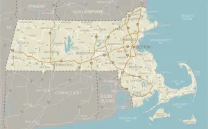 Massachusetts Map Drucke: Map of Massachusetts with highways