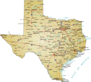 Vereinigte Staaten Von Amerika Drucke: Karte von Texas