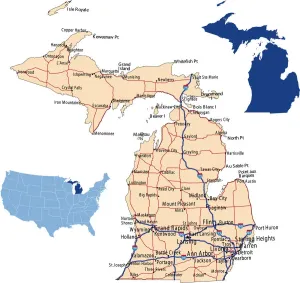 Michigan Straßenkarte