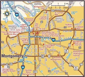 Drucke von 2011er Ausgabe Alabama Drucke: Karte des Montgomery - Gebiets in Alabama