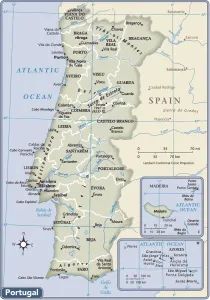 Portugal Drucke: Landkarte Portugals
