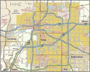 Drucke von 2010er Ausgabe Oklahoma Drucke: Karte der Umgebung von Tulsa