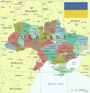 Drucke von Eine detaillierte Karte der Ukraine, die wichtige geografische und politische Merkmale des Landes zeigt Ukraine Drucke: Ukraine Referenzkarte
