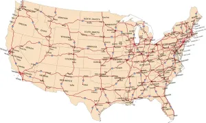 US-amerikanische Autobahnkarte
