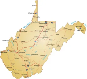 Vector Map Illustration Drucke: West Virginia